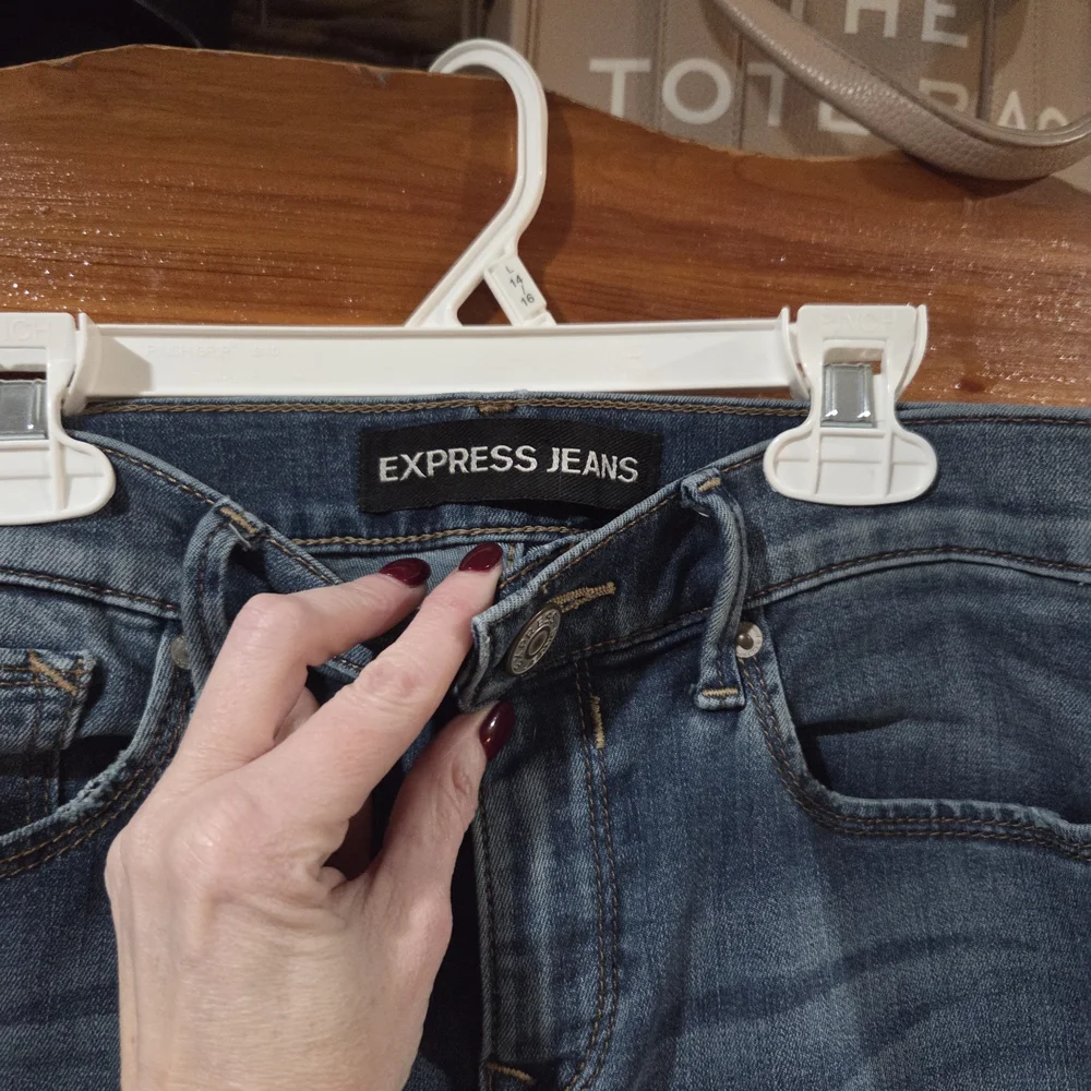 Express Blue Jeans with Red Floral Embroidery - Picture 4 of 10